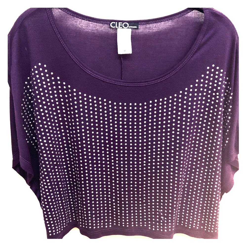 Purple Top With Silver Rhinestones